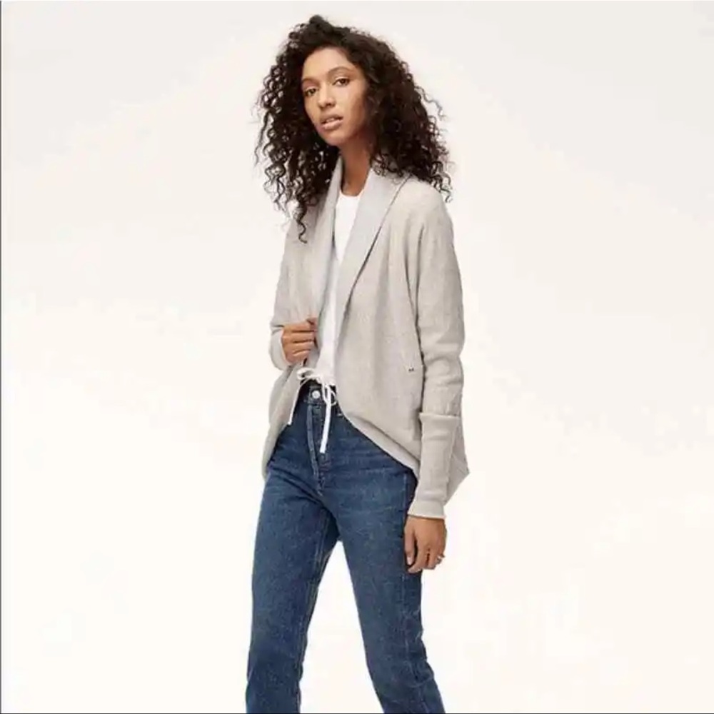 ARITZIA WILFRED Diderot Cardigan in Cream/Grey Size Small‎